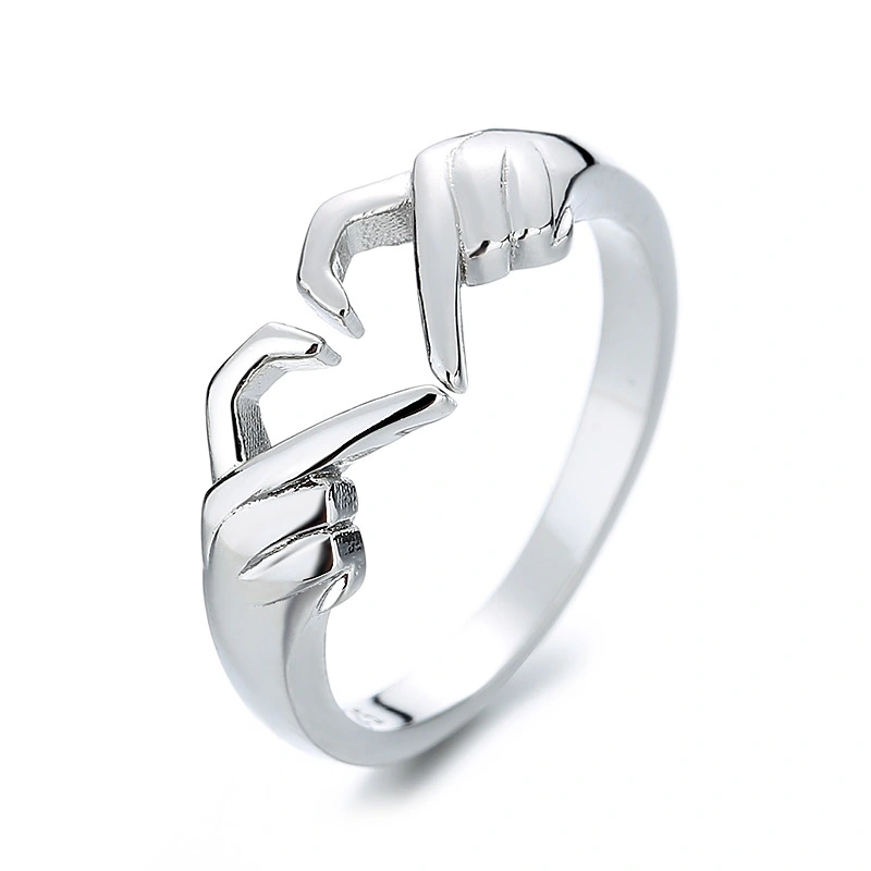 Popular 2023 Couple Hands Heart to Heart Ring Fashion Ring Jewelry Adjustable Women's Handwear