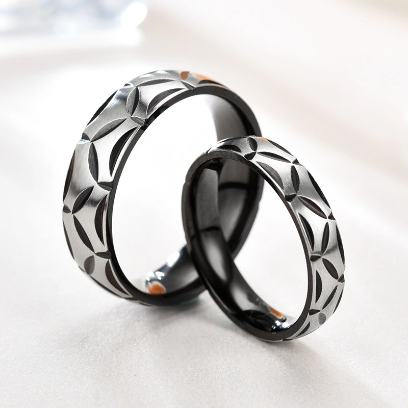 Fashion Trend New Matte Stainless Steel Diamond Ring