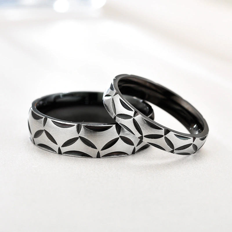 Fashion Trend New Matte Stainless Steel Diamond Ring