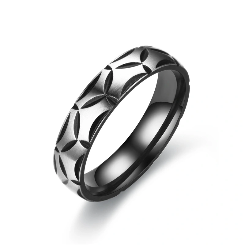 Fashion Trend New Matte Stainless Steel Diamond Ring