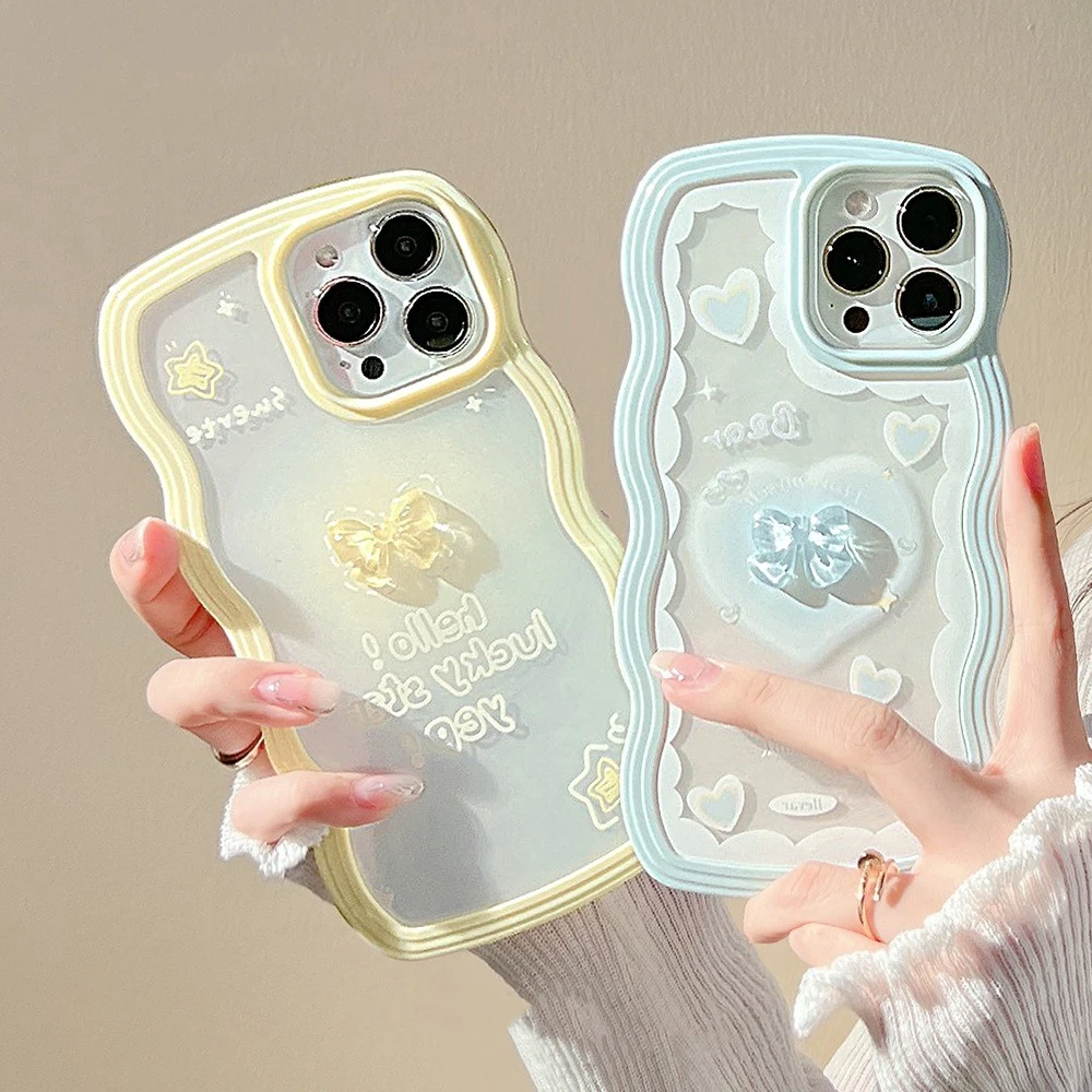 3D Bow Silicone Phone Case With Wavy Border