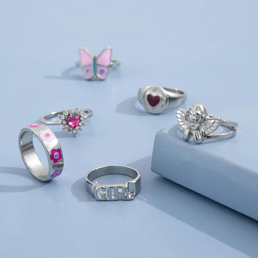 Women's Personalized Heart With Diamond Drip Oil Ring