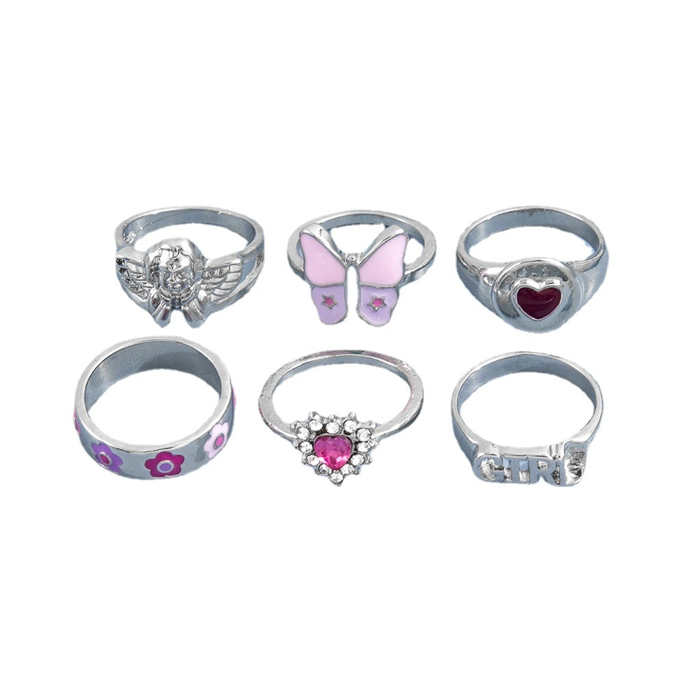 Women's Personalized Heart With Diamond Drip Oil Ring
