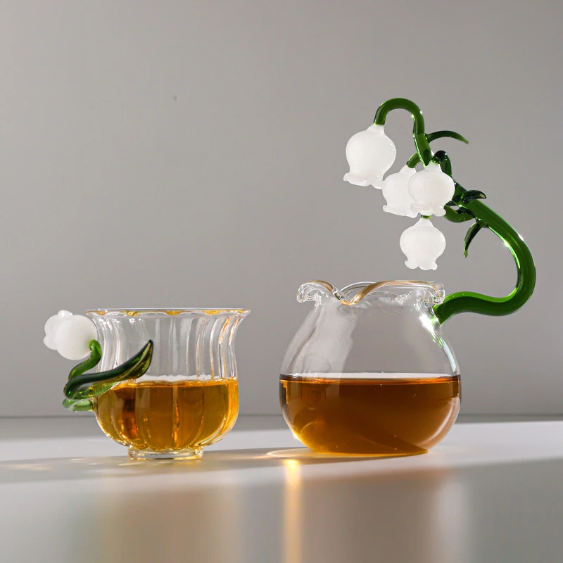 Handmade Bell Orchid Glass Tea Set