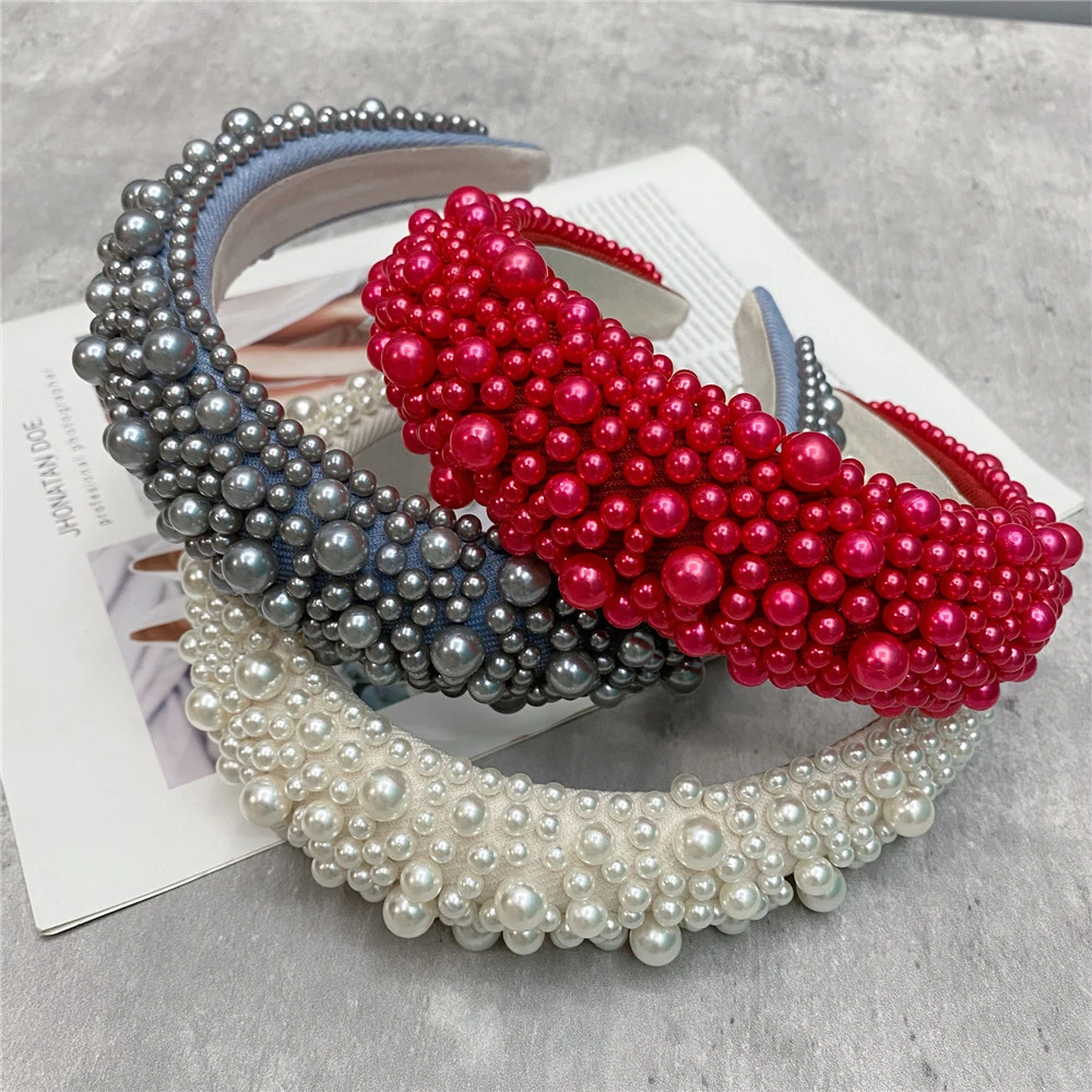 Women's Fashion Hand-beaded Wide Edge Hair Band