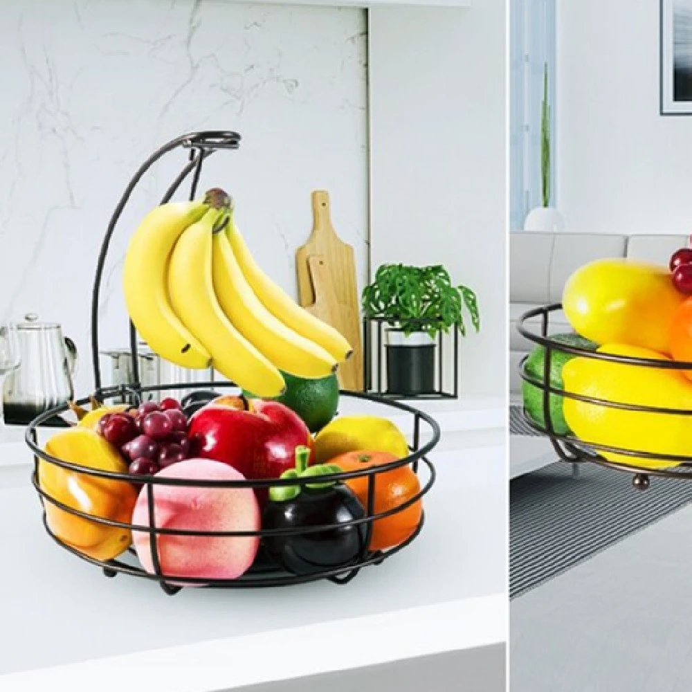 Double-layer Removable Iron Storage Fruit Basket