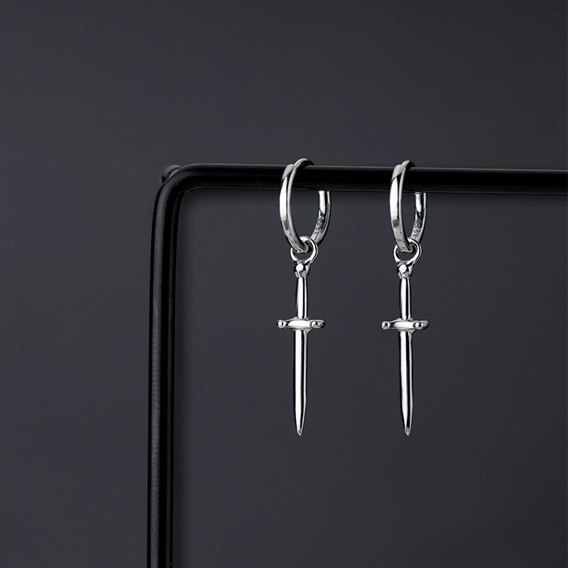 Glossy Cross Sword Creative Personality Earrings