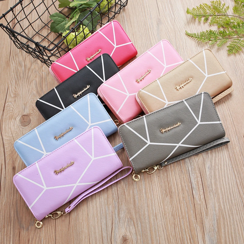 New Solid Cross Pattern Long Women's Wallet