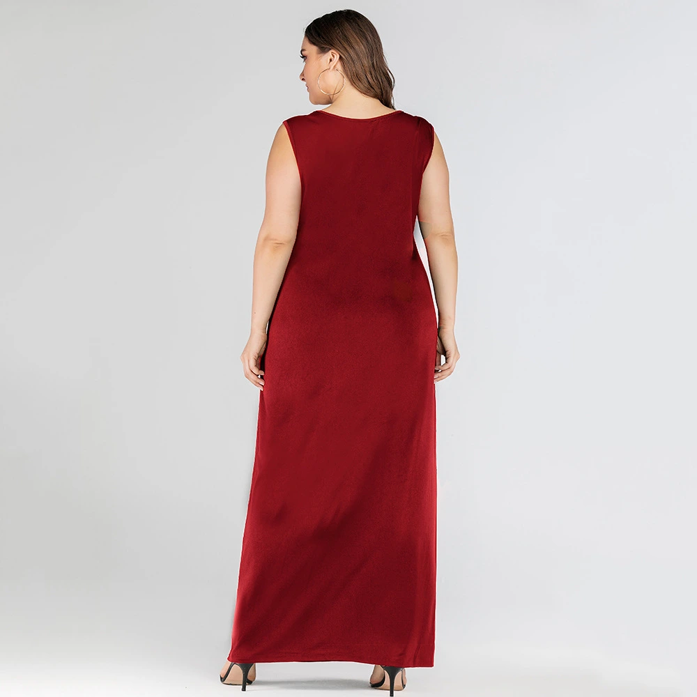 Solid Color Slimming Crewneck Halter Loose Dress