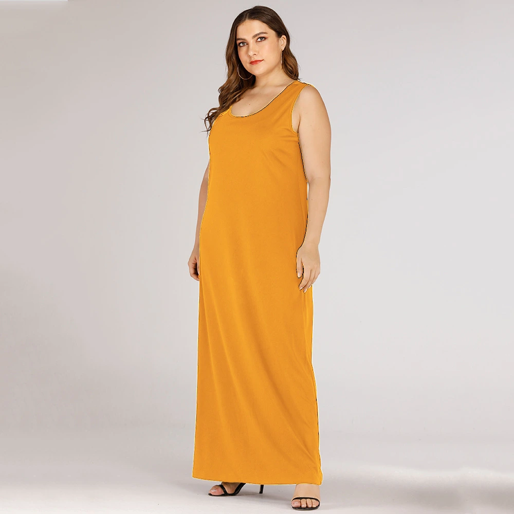 Solid Color Slimming Crewneck Halter Loose Dress