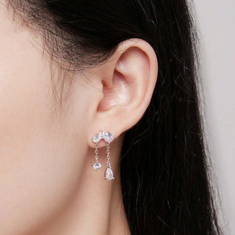 S925 Silver Drop Zircon Delicate Sparkle Earrings