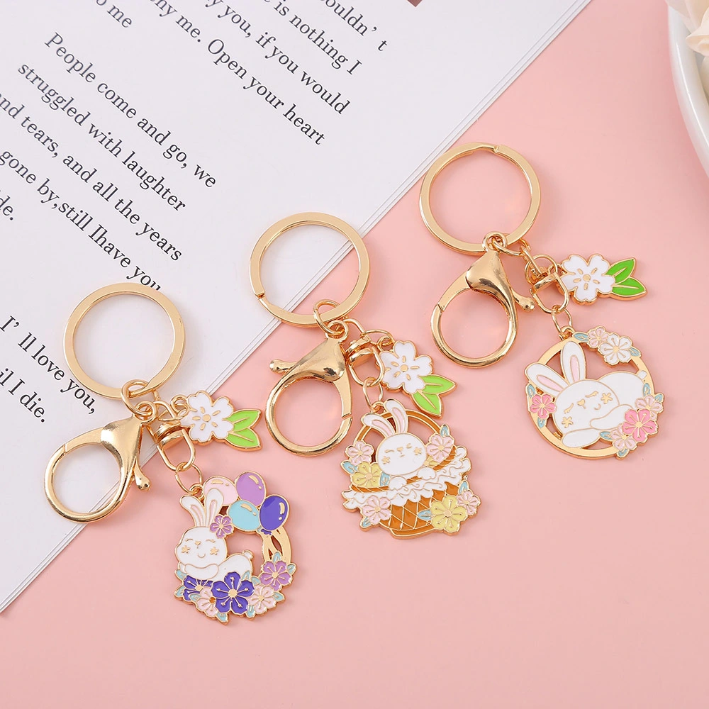 Rabbit Year Lucky Cartoon Trend Alloy Oil Dropping Keychain Cute