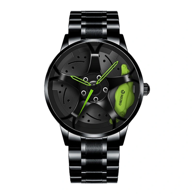  New Foreign Trade Men's Watch Fashion Trend Personalized Wheel Hub Pattern Steel Belt Men's Non Mechanical Watch Quartz Watch