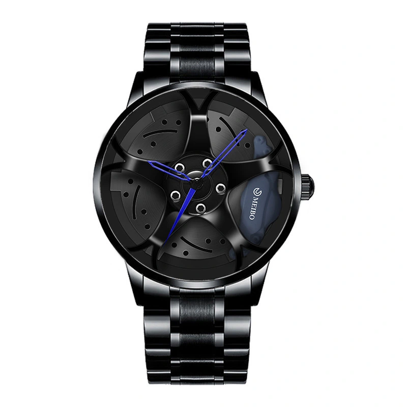  New Foreign Trade Men's Watch Fashion Trend Personalized Wheel Hub Pattern Steel Belt Men's Non Mechanical Watch Quartz Watch