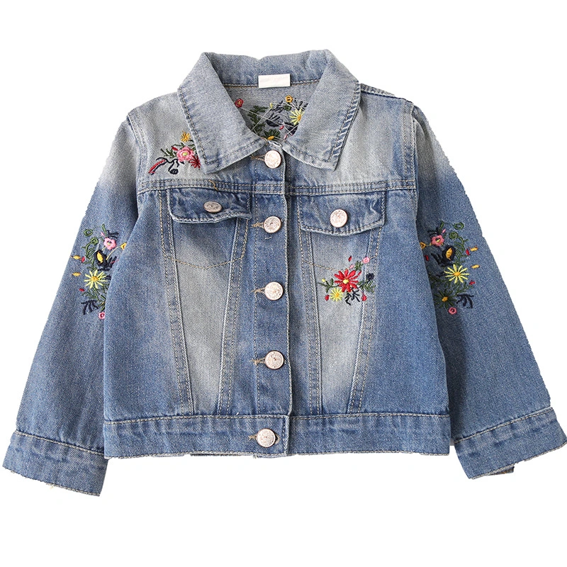 Children's Denim Jacket Korean Style Autumn Girls' Embroidery Tops Children's Clothing Autumn Loose Jacket