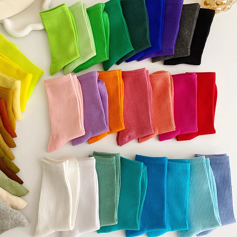 Candy Color Autumn And Winter Cotton Rose Solid Color Stockings