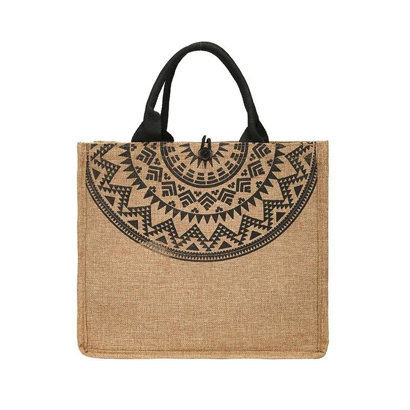 Linen Tote Bag Korean Composite Jute Bag Fashion One-Shoulder Shopping Bag