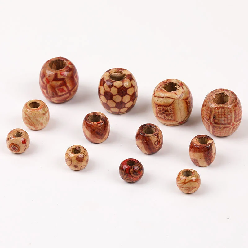 Vintage Painted Bucket Pattern Wood Beads