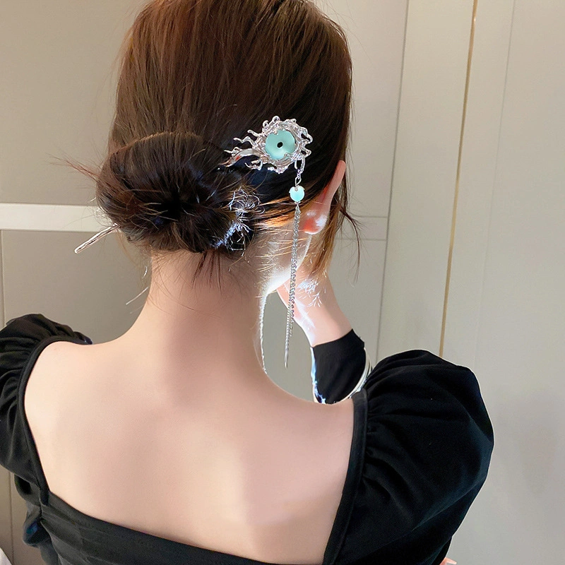 Irregular Pleated Geometric Tassel Hairpin