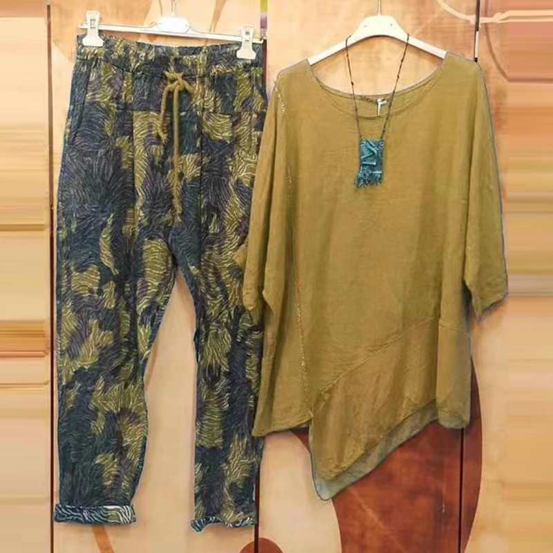 Spot Goods Amazon European And American Style Women's Clothing Summer New Fashion Outfit Wholesale Anti-aging Casual Two-piece Set