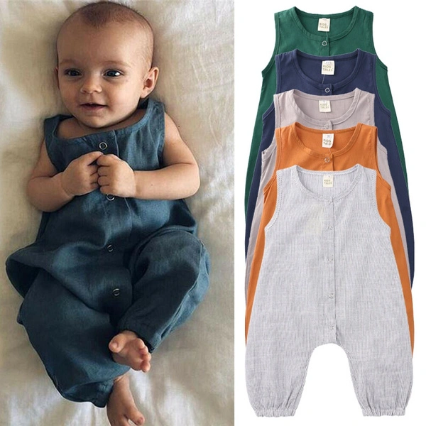 Baby Sleeveless Romper Jumpsuit Summer Onesie Toddler Boys Girls Playsuit Vest Bodysuit