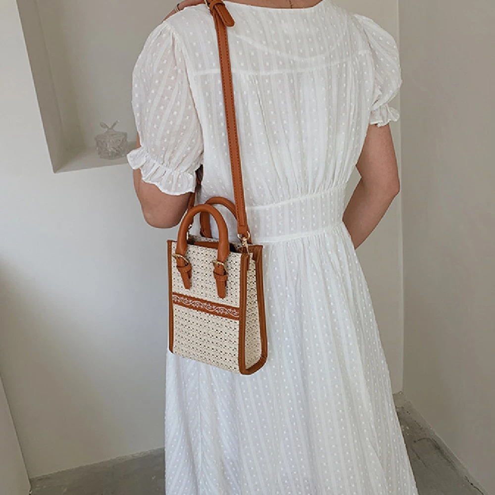 Ethnic Style One Shoulder Portable Straw Woven Bag