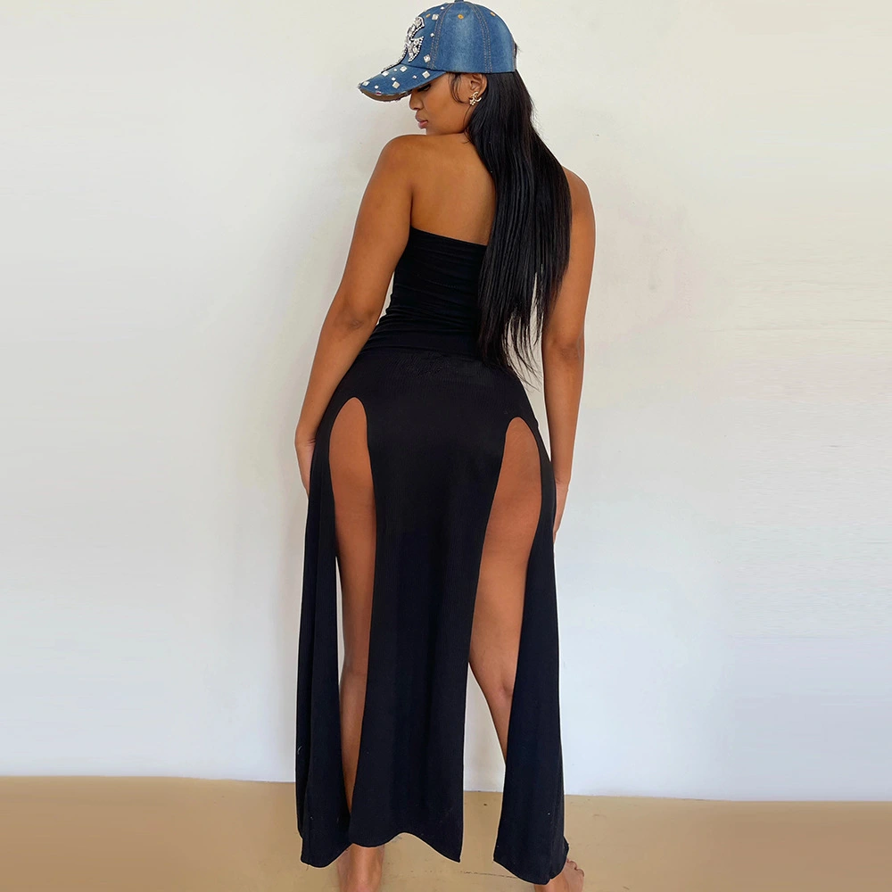 Women's New Hollow Out Waist Cross Hot Diamond Wrapped Chest Dress