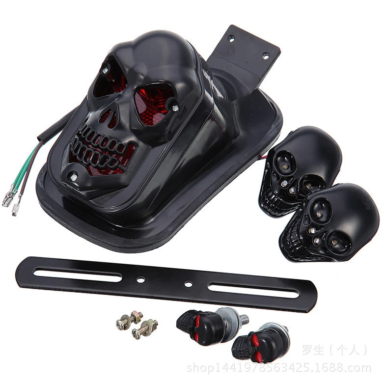 Motorcycle Accessories Harley Cruise Prince Car Big Turtle King Retro Modified Skull Tail Lights with Turning Lights Set