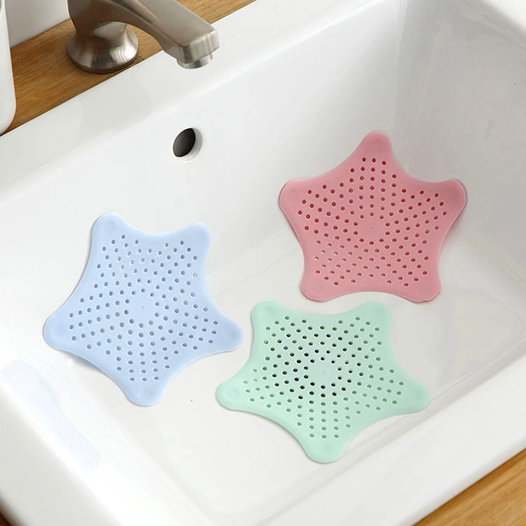 Kitchen Bathroom Filter Silicone Sink Drain Plug Hair Catcher Star Drain Cap Hair Trap Sink Drain Plug Hair Filter Bathroom Tool