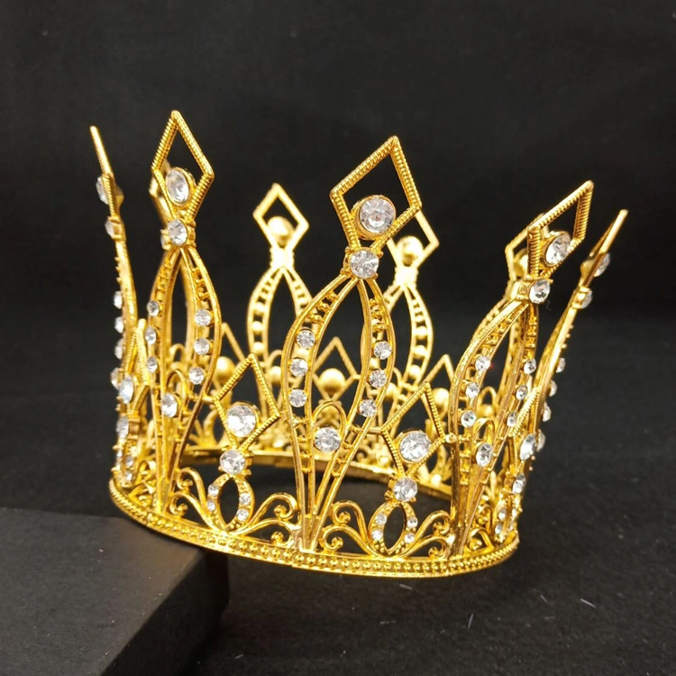 Bridal Jewelry Korean Round Metal Birthday Cake Decoration Crown Bridal Wedding Crown