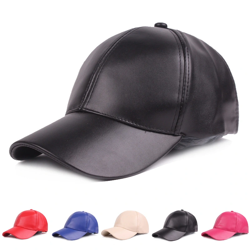 Leather Peaked Cap Light Board Baseball Cap Men and Women Leather Cap Spring and Autumn Pu Hat Monochrome Ladies Travel Cap