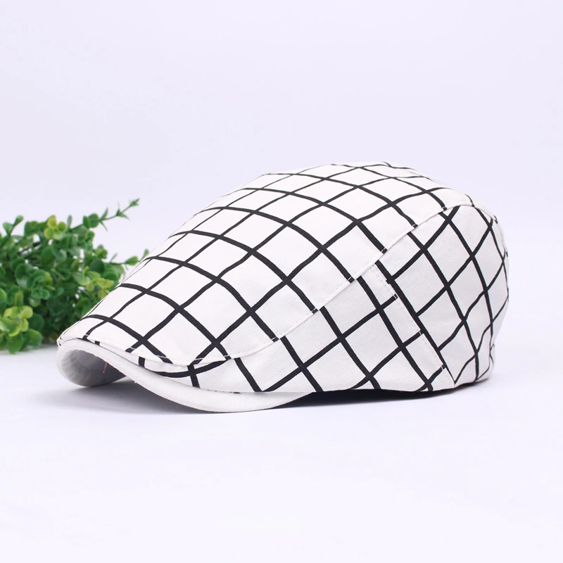 Plaid Cloth Beret Men's and Women's Forward Hat Spring and Summer Simple Peaked Hat