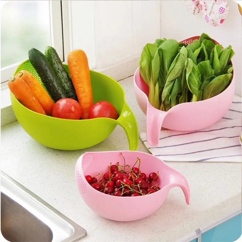 Food Grade Plastic Rice Beans Peas Washing Strainer Basket Color At Random
    