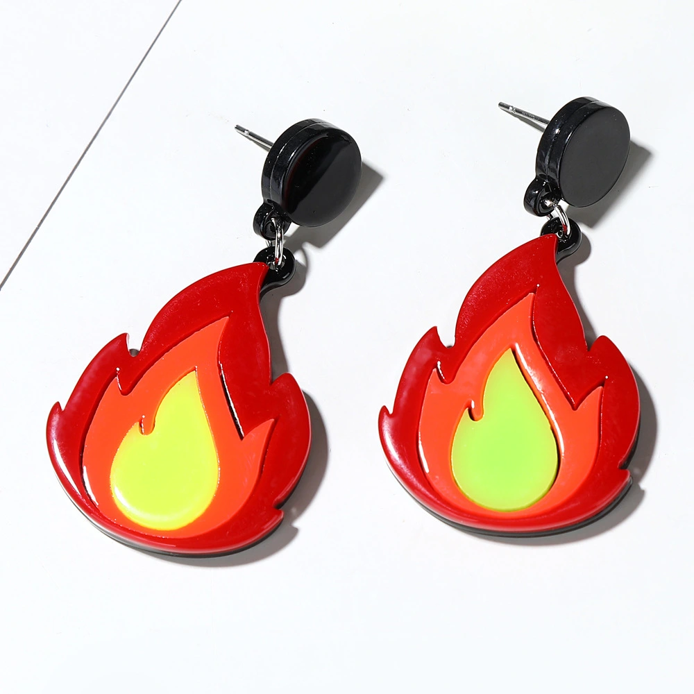 Quirky High Profile Fashion Cartoon Acrylic Flame Earrings