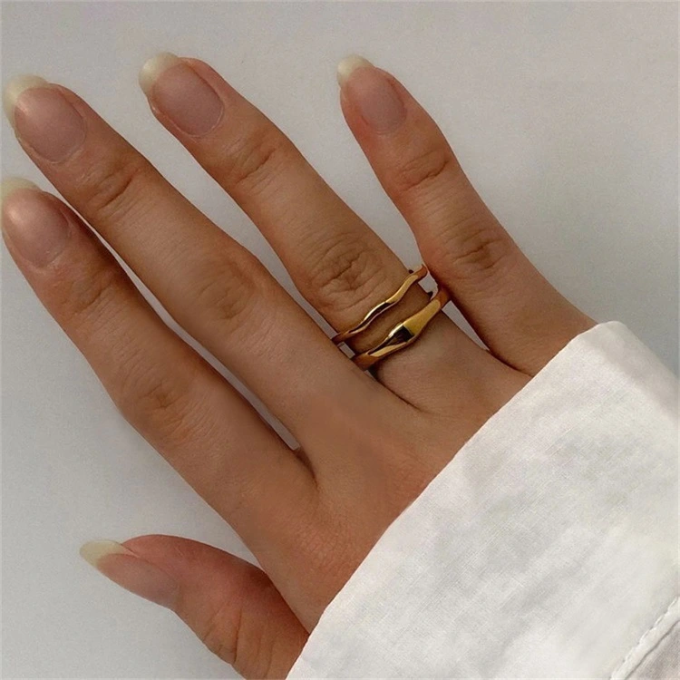 Stainless Steel Wavy Irregular Ring Simple Fashion Ring