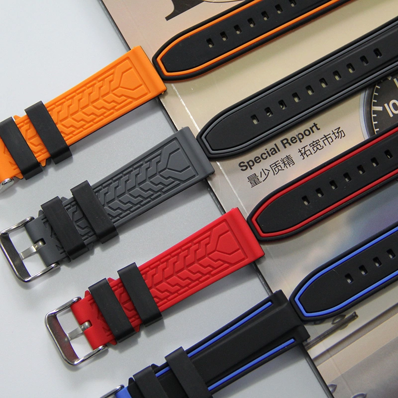 Sports Sweat Resistant Dual Color Silicone Watch Strap