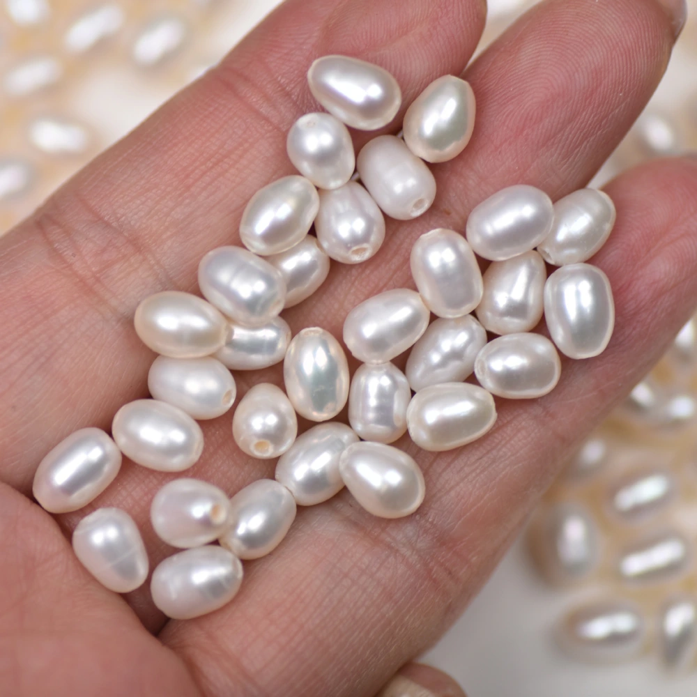 Large Hole Rice Beads About 6X8mm Natural Freshwater Pearls