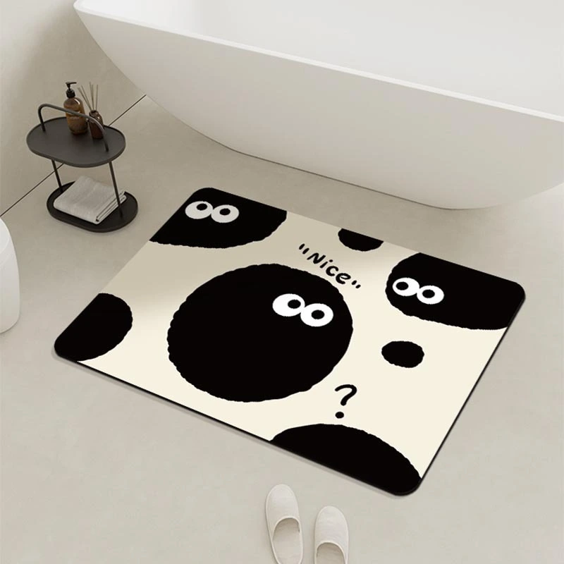 Cartoon Black Small Briquette Print Bathroom Anti-slip Mat