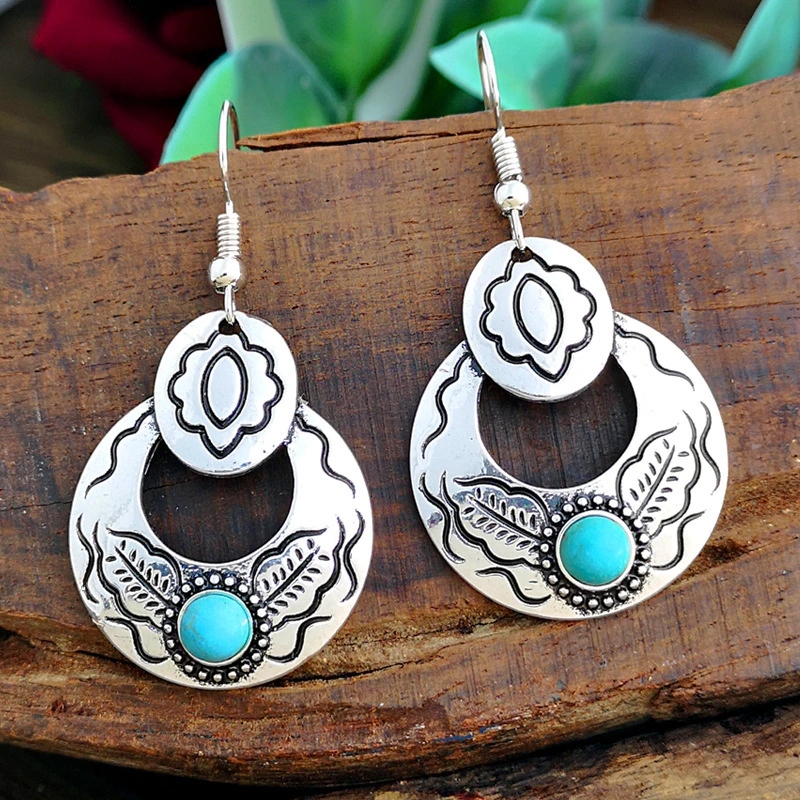 Fashion Flower Hollow Geometry Leaf Earrings