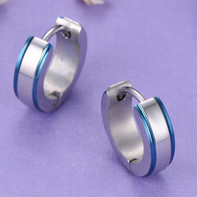 Stainless Steel Electric Blue Earrings