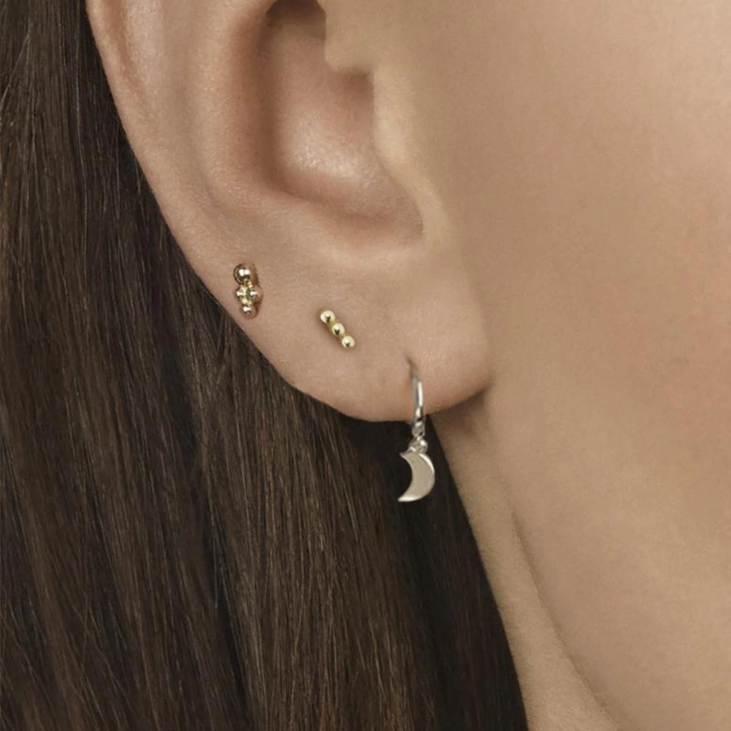 Fashion And Personality Women's Moon Pure Silver Ear