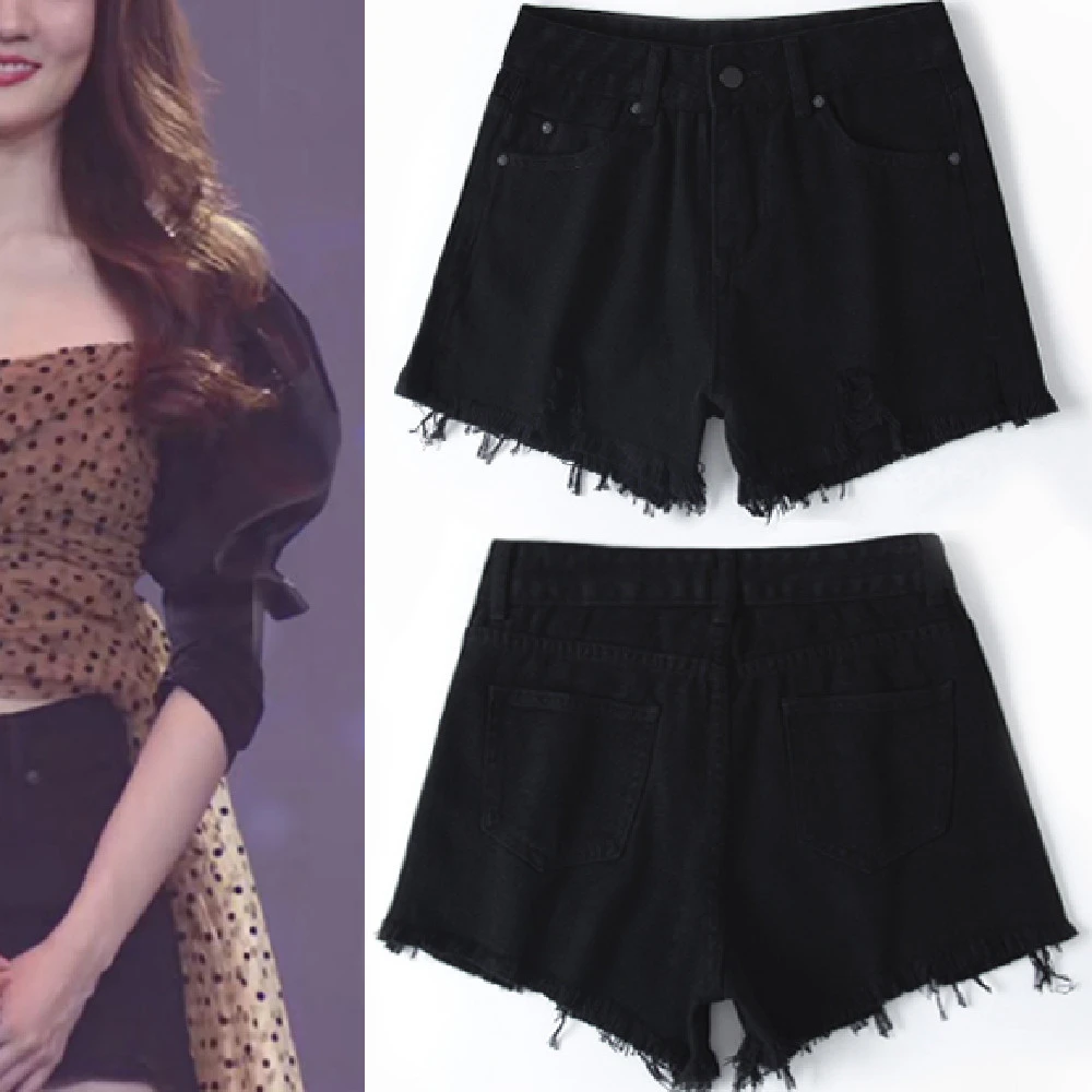 Women's Fashion Black Denim Shorts