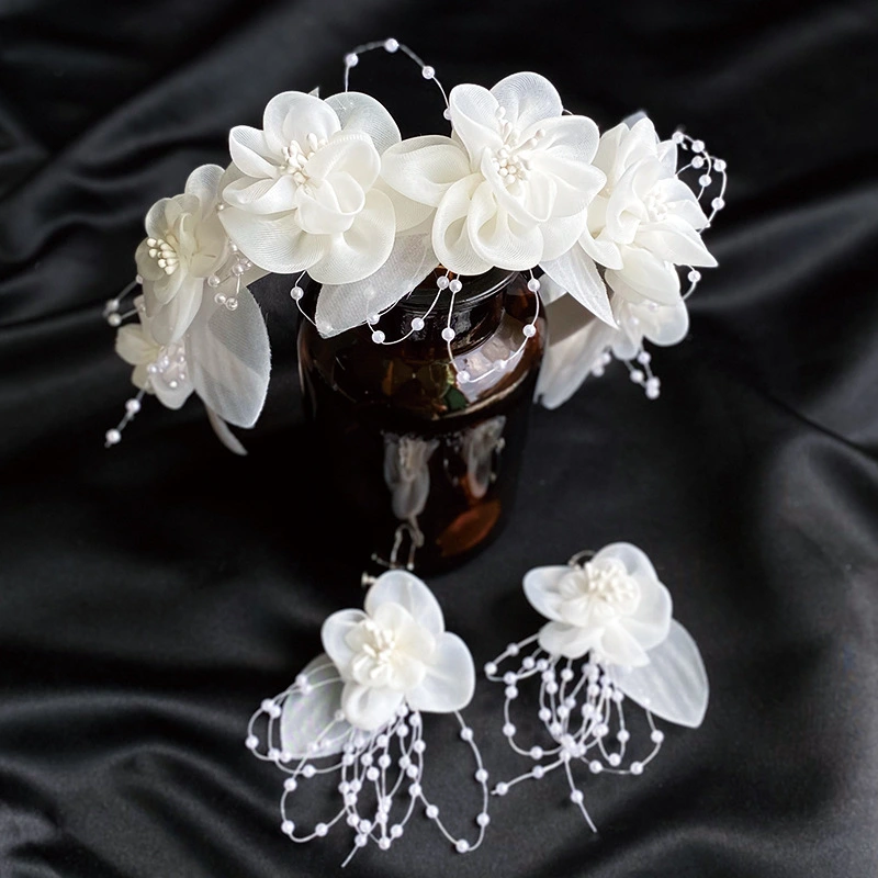 White Gauze Small Flower Hair Hoop