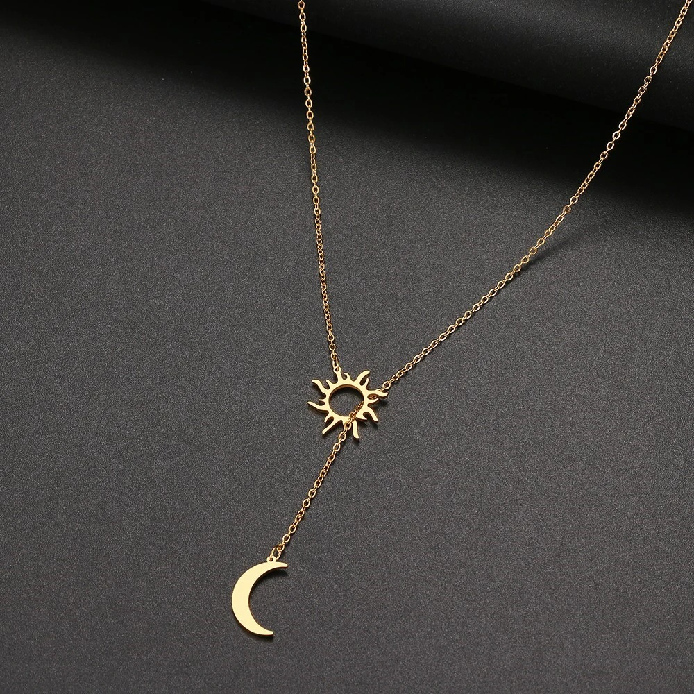 New Stainless Steel Sun Totem And Moon Necklace