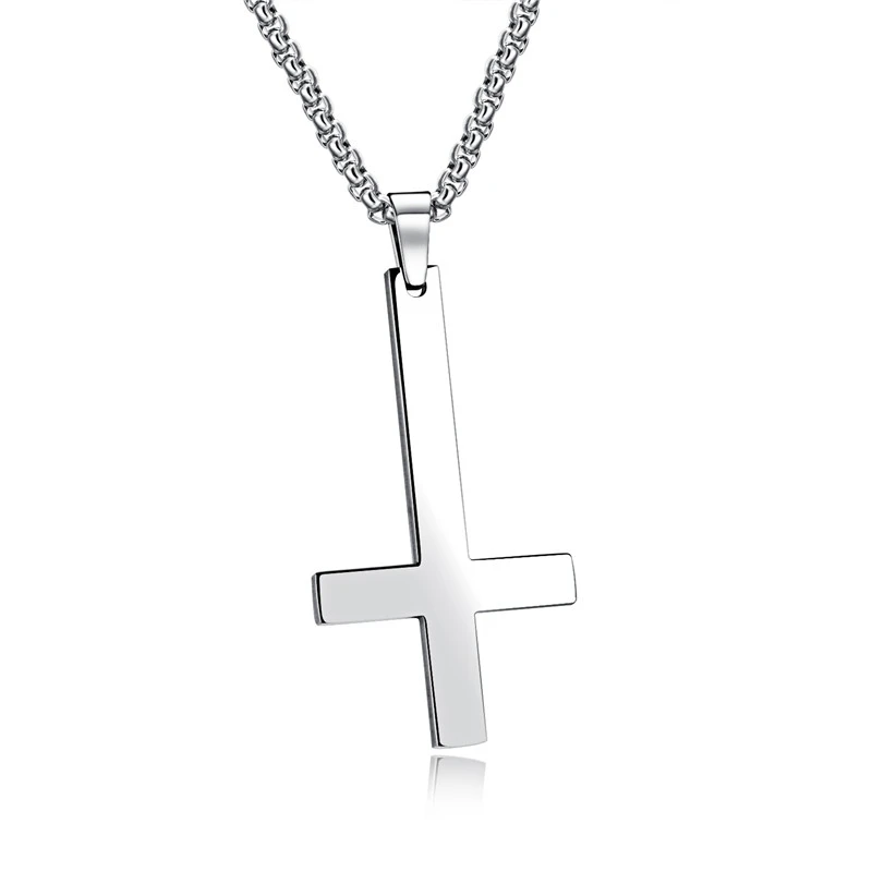 Personality 55MM Stainless Steel Upside Down Cross Pendant