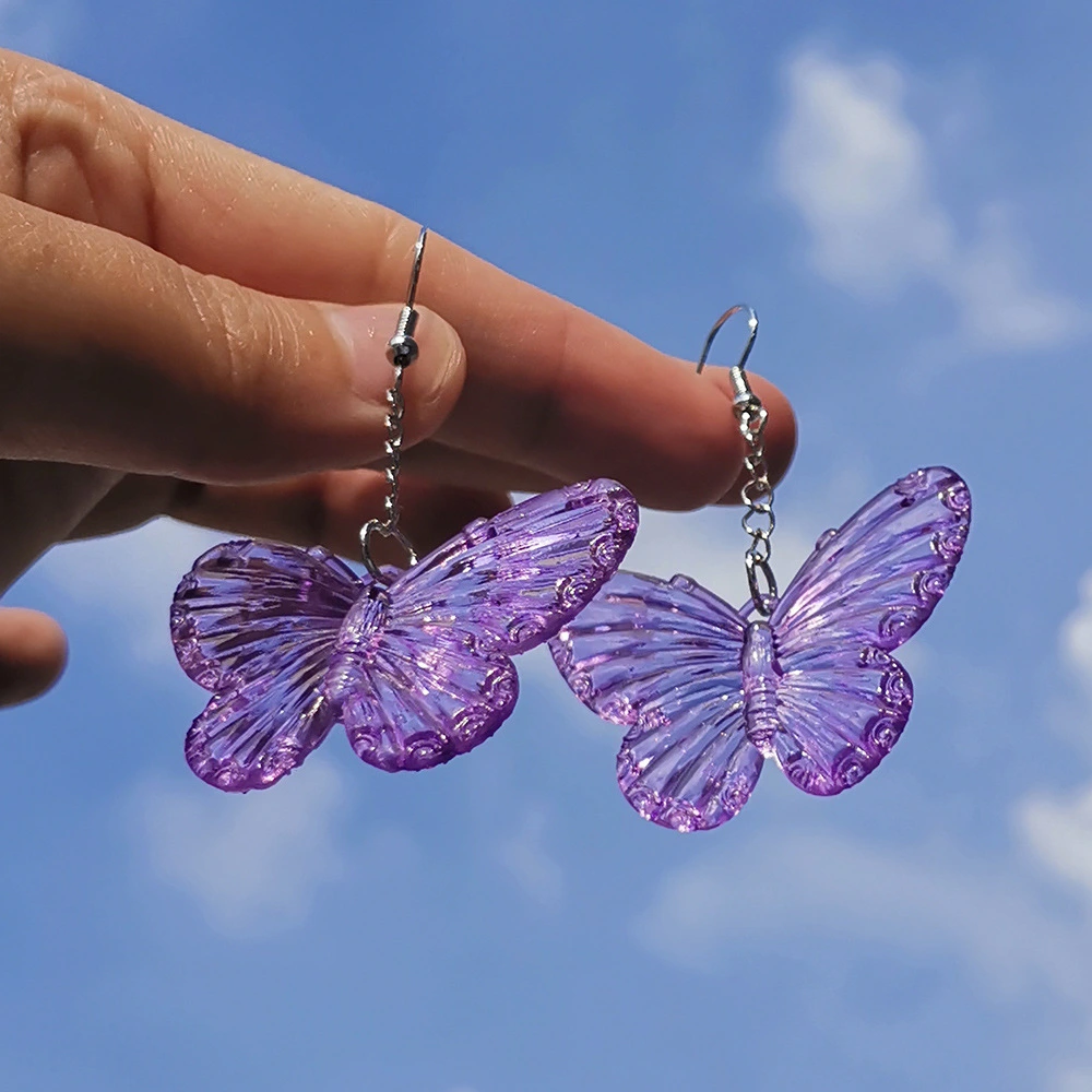 Small Simple Chain Butterfly Earrings