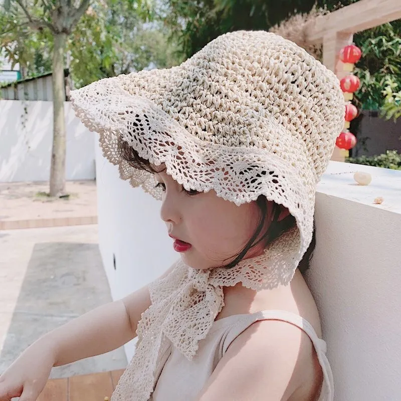 Children's Straw Hat Boy Summer Sunscreen Shade Lace