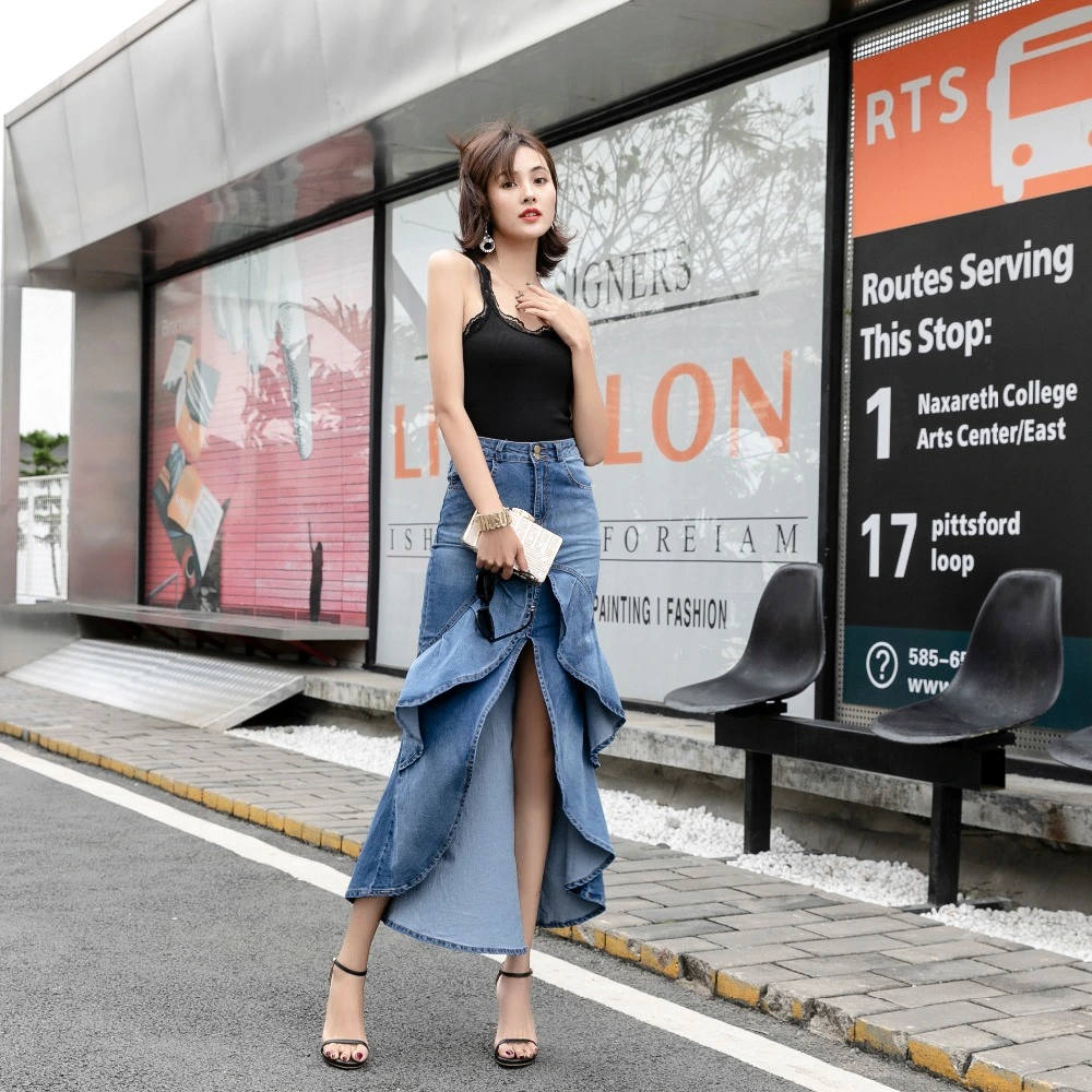 One Step Hip Denim Half-length Mermaid Skirt