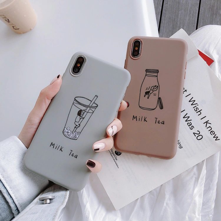 Cartoon milk tea girl mobile phone case