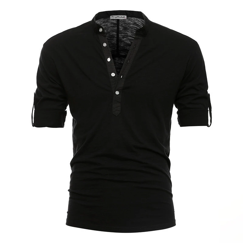 Solid Color Middle Sleeve Men's T-shirt Casual